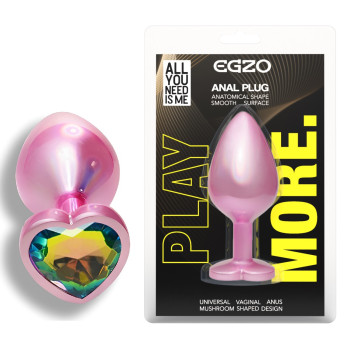 Анальна пробка з кристалом EGZO - Pink Perl Heart Plug Rainbow, size S