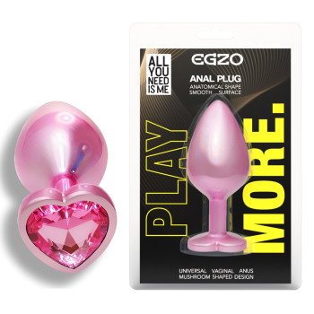 Анальна пробка з кристалом EGZO - Pink Perl Heart Plug Pink, size S