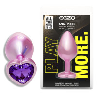 Анальна пробка з кристалом EGZO - Pink Perl Heart Plug Purple, size S