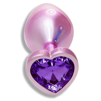 Анальная пробка с кристаллом EGZO - Pink Perl Heart Plug Purple, size S