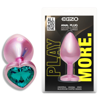 Анальна пробка з кристалом EGZO - Pink Perl Heart Plug Marine, size S