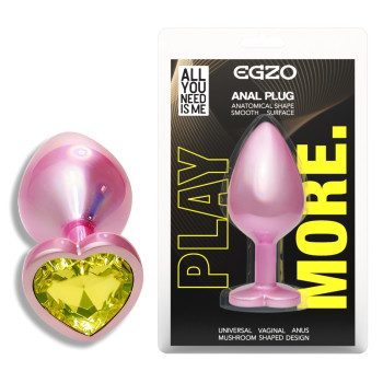 Анальна пробка з кристалом EGZO - Pink Perl Heart Plug Lime, size S