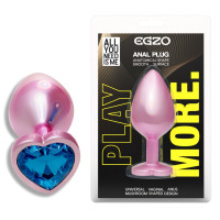 Анальна пробка з кристалом EGZO - Pink Perl Heart Plug Blue, size S