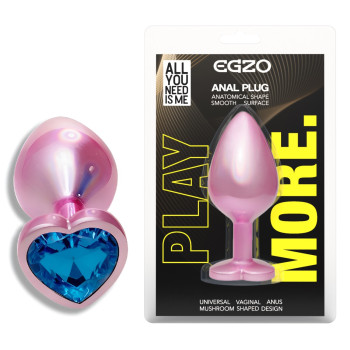 Анальна пробка з кристалом EGZO - Pink Perl Heart Plug Blue, size S
