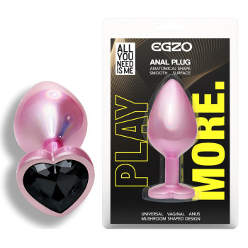 Анальна пробка з кристалом EGZO - Pink Perl Heart Plug Black, size S