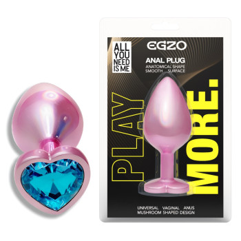 Анальна пробка з кристалом EGZO - Pink Perl Heart Plug Aqua, size S