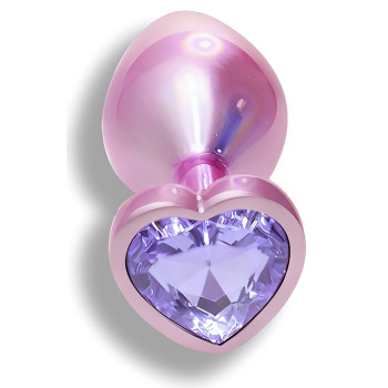 Анальная пробка с кристаллом EGZO - Pink Perl Heart Plug Amethyst, size S