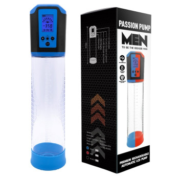 Автоматична вакуумна помпа із зарядкою від USB та LCD дисплеєм CANWIN Passion Pump Men Blue - P648AU