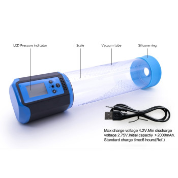 Автоматична вакуумна помпа із зарядкою від USB та LCD дисплеєм CANWIN Passion Pump Men Blue - P648AU