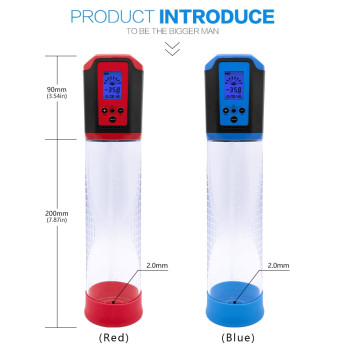 Автоматична вакуумна помпа із зарядкою від USB та LCD дисплеєм CANWIN Passion Pump Men Blue - P648AU