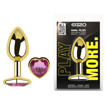 Анальна пробка з кристалом EGZO - Gold Heart Plug Rose size M