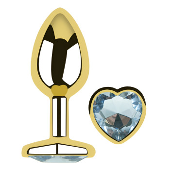 Анальная пробка с кристаллом EGZO - Gold Heart Plug Clear size M
