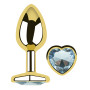 Анальная пробка с кристаллом EGZO - Gold Heart Plug Clear size M