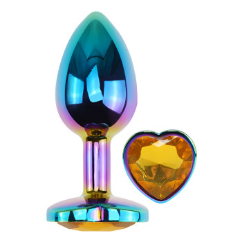 Анальная пробка с кристаллом EGZO - Multicolor Heart Plug Yellow size M