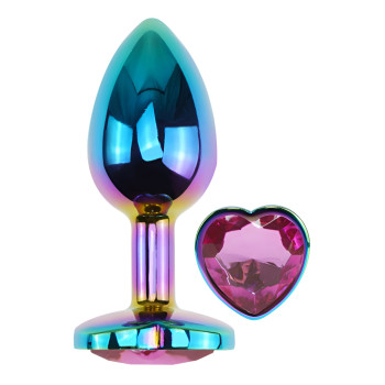 Анальная пробка с кристаллом EGZO - Multicolor Heart Plug Rose size M