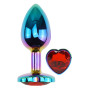 Анальная пробка с кристаллом EGZO - Multicolor Heart Plug Red size M