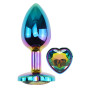 Анальная пробка с кристаллом EGZO - Multicolor Heart Plug Rainbow size M