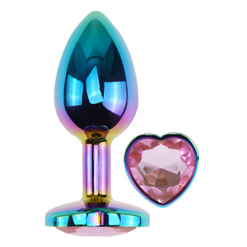 Анальная пробка с кристаллом EGZO - Multicolor Heart Plug Pink size M