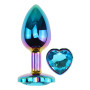 Анальная пробка с кристаллом EGZO - Multicolor Heart Plug Aqua size M