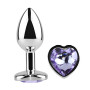 Анальная пробка с кристаллом EGZO - Silver Heart Plug Amethyst size S
