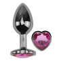 Анальная пробка с кристаллом EGZO - Dark Silver Heart Plug Rose size M