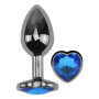 Анальная пробка с кристаллом EGZO - Dark Silver Heart Plug Blue size M