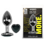 Анальная пробка с кристаллом EGZO - Dark Silver Heart Plug Black size M