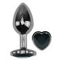 Анальная пробка с кристаллом EGZO - Dark Silver Heart Plug Black size M
