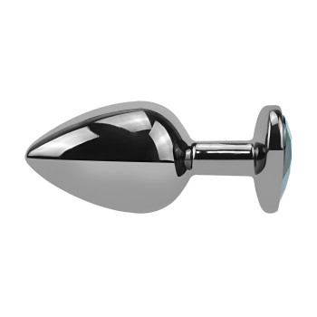 Анальная пробка с кристаллом EGZO - Dark Silver Heart Plug Black size M