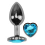 Анальная пробка с кристаллом EGZO - Dark Silver Heart Plug Aqua size M
