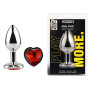 Анальна пробка з кристалом EGZO - Silver Heart Plug Red size M