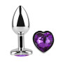 Анальная пробка с кристаллом EGZO - Silver Heart Plug Purple size M