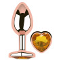 Анальная пробка с кристаллом EGZO - Rose Gold Heart Plug Yellow size M