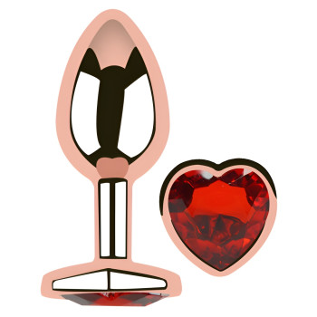 Анальная пробка с кристаллом EGZO - Rose Gold Heart Plug Red size M