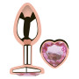 Анальная пробка с кристаллом EGZO - Rose Gold Heart Plug Pink size M