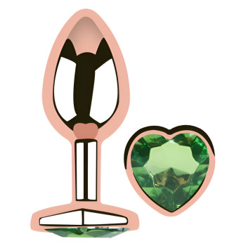 Анальная пробка с кристаллом EGZO - Rose Gold Heart Plug Green size M