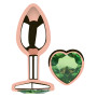 Анальная пробка с кристаллом EGZO - Rose Gold Heart Plug Green size M