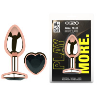 Анальная пробка с кристаллом EGZO - Rose Gold Heart Plug Black size M