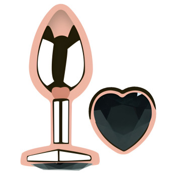 Анальная пробка с кристаллом EGZO - Rose Gold Heart Plug Black size M