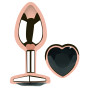 Анальная пробка с кристаллом EGZO - Rose Gold Heart Plug Black size M