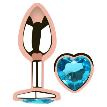 Анальная пробка с кристаллом EGZO - Rose Gold Heart Plug Aqua size M