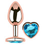 Анальная пробка с кристаллом EGZO - Rose Gold Heart Plug Aqua size M