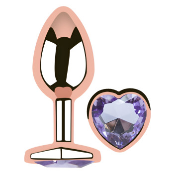 Анальная пробка с кристаллом EGZO - Rose Gold Heart Plug Amethyst size M