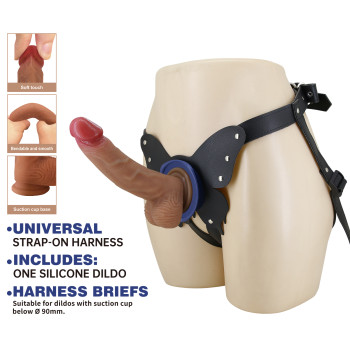Жіночий страпон Pretty Love - Wells 6.3" Silicone Dildo with Harness Briefs, BW-022075