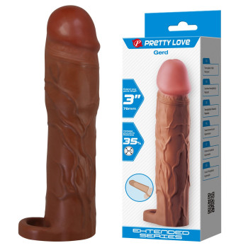 Подовжуюча насадка презерватив Pretty Love - Gerd 3" Brown, BI-026258-1