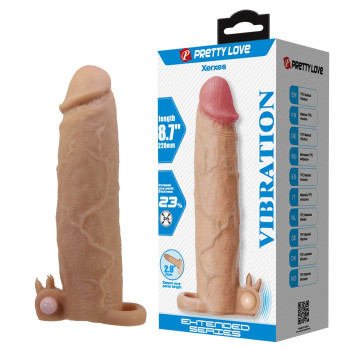 Подовжуюча насадка з вібростимуляцією Pretty Love - Xerxes Vibrating Penis Sleeve Skin, BI-026282Z