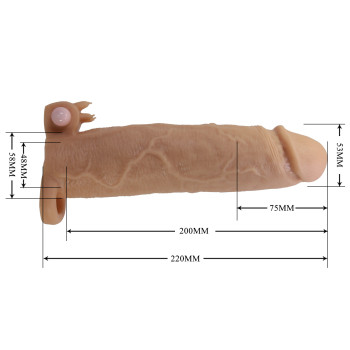 Подовжуюча насадка з вібростимуляцією Pretty Love - Xerxes Vibrating Penis Sleeve Skin, BI-026282Z