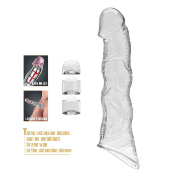 Подовжуюча насадка Pretty Love - Extension Penis Sleeve with Modular Length Blocks Clear, BI-026280M