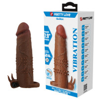 Удлиняющая насадка с вибростимуляцией Pretty Love - Quillon Vibrating Penis Sleeve Brown, BI-026281Z-1