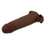 Подовжуюча насадка з вібростимуляцією Pretty Love - Quillon Vibrating Penis Sleeve Brown, BI-026281Z-1